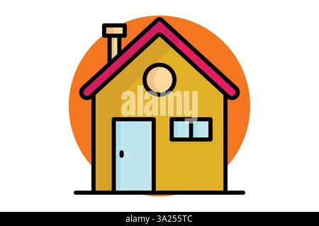House icon. colored outline icon style. icon related to furniture. furniture elements vector illustration Stock Vector