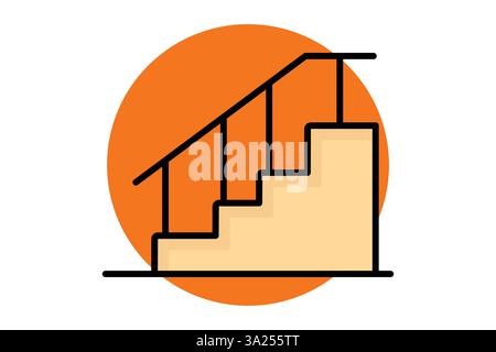 Stair icon. colored outline icon style. icon related to furniture. furniture elements vector illustration Stock Vector