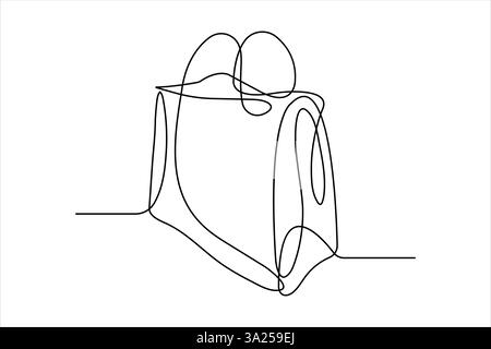 Continuous single line drawing of shopping bag design. Simple paper bag one line vector illustration Stock Vector