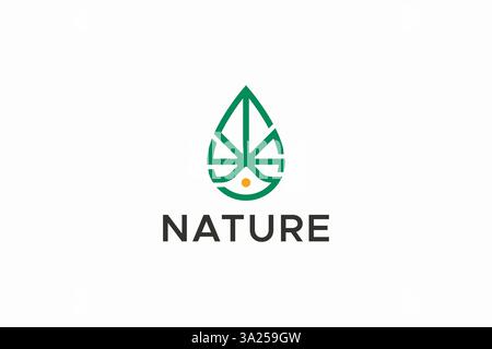 Natural Water Drop and Leaf Abstract Sign Symbol Logo Minimalist Concept Brand Identity Stock Vector