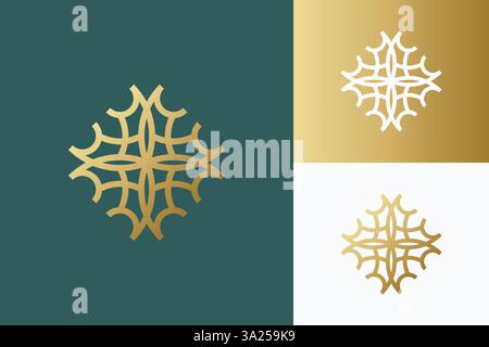 Luxury Ornament Logo Floral Gold Nature Geometric Branding Stock Vector
