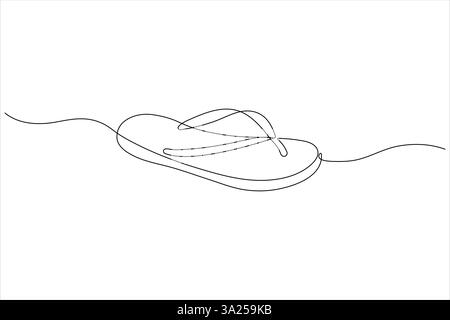 Vector illustration of continuous one line drawing sandals icon footwear outline line design Stock Vector