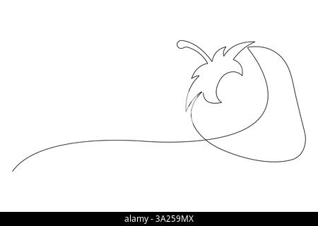 Single continuous line drawing of organic strawberry for fruit icon fresh berries fruitage concept Stock Vector