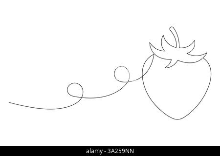 Single continuous line drawing of organic strawberry for fruit icon fresh berries fruitage concept Stock Vector
