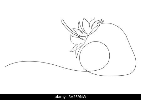 Single continuous line drawing of organic strawberry for fruit icon fresh berries fruitage concept Stock Vector