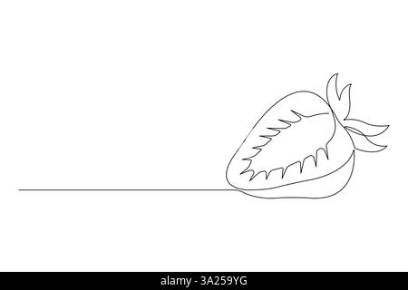 Single continuous line drawing of organic strawberry for fruit icon fresh berries fruitage concept Stock Vector