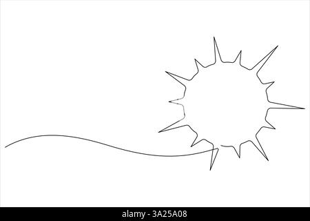 Vector illustration continuous one line sun art sunny summer travel concept and hot bright sky weather Stock Vector