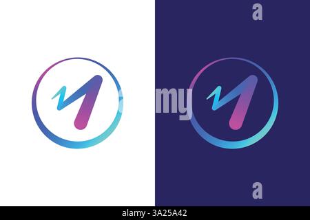 Letter M Logo Abstract for Modern Business Technology Communication and Artificial Intelligence Stock Vector