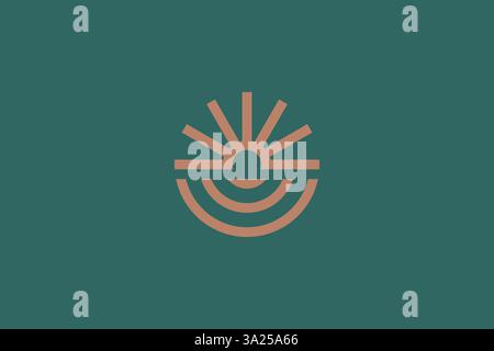 Sunrise Logo Icon Badge of Nature Simple and Creative Abstract Sign Symbol Stock Vector