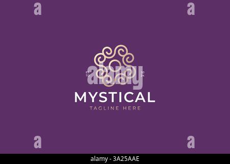 Abstract Linear Logo Mystical and Luxury Concept Sign Symbol Stock Vector