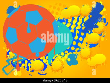 Football Ball graffiti. Abstract modern street art decoration performed in urban painting style. Stock Vector