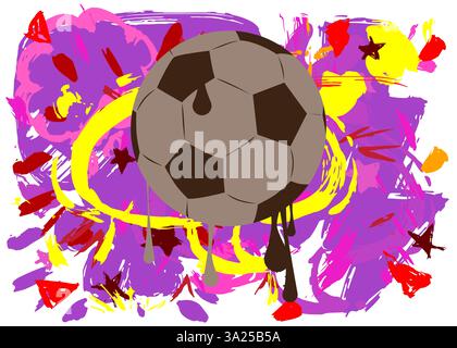 Football Ball graffiti. Abstract modern street art decoration performed in urban painting style. Stock Vector