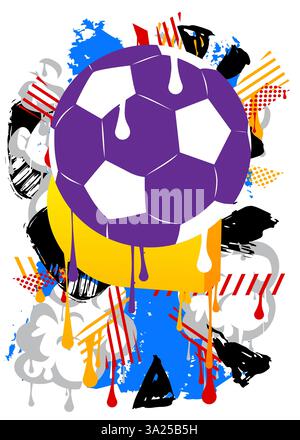 Football Ball graffiti. Abstract modern street art decoration performed in urban painting style. Stock Vector