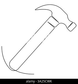 Continuous one line art drawing repair tool icon Service center symbol engineer day Stock Vector