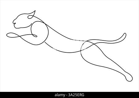 Tiger continuous one single line drawing of style. tiger wild animal contour outline vector illustration Stock Vector