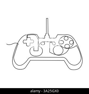 Modern video gaming controller outline vector illustration continuous single line drawing Stock Vector