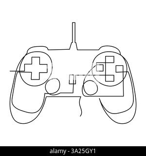 Modern video gaming controller outline vector illustration continuous single line drawing Stock Vector