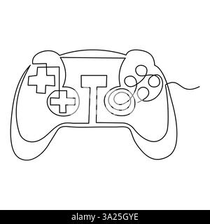 Modern video gaming controller outline vector illustration continuous single line drawing Stock Vector