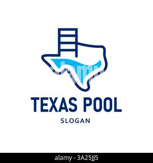 Texas Swimming pool logo template. Texas Swimming Pool company logo design Modern vector illustration for Swimming Pool Business, Water Park, Resort a Stock Vector