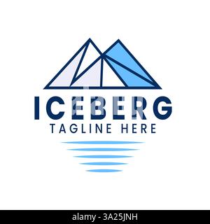 Iceberg Logo, Ice Blue Antarctic Mountains Vector. Design in Ice and snow Landscape. Illustration template icon suitable for Company, Expedition, Envi Stock Vector