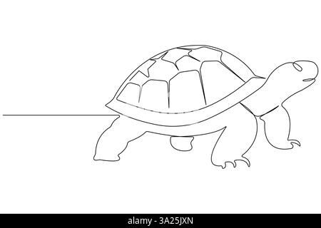 Continuous one line art drawing of sea turtle concept of outline vector minimalist illustration Stock Vector