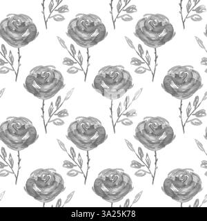 Seamless floral pattern. Hand painted rose flowers. Graphic element for baby shower or wedding invitations, birthday card, printables, wallpaper, scra Stock Vector