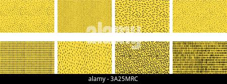 Set of small dash backgrounds. Vector seamless pattern with hand drawn sprinkles Stock Vector