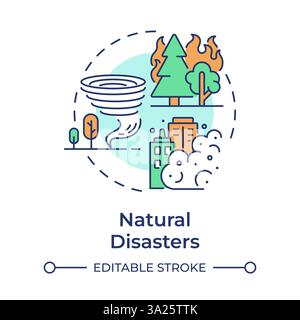 Natural disasters multi color concept icon Stock Vector