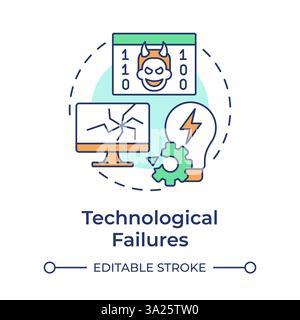 Technological failures multi color concept icon Stock Vector