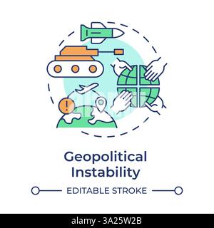 Geopolitical instability multi color concept icon Stock Vector