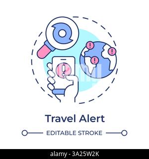 Travel alert multi color concept icon Stock Vector