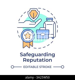 Safeguarding reputation multi color concept icon Stock Vector