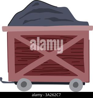 haulage coal wagon cartoon vector illustration Stock Vector Image & Art ...