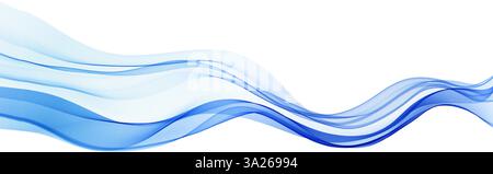 Soft Blue Smoke Gradient Transparent Wave Background. Colorful Flowing Wavy Lines isolated on white background. Stock Vector