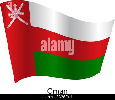 Flag of the country Oman on a white background. Stock Vector