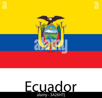 Flag of the country Ecuador on a white background. Stock Vector