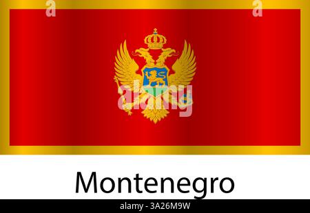 Flag of the country Montenegro on a white background. Stock Vector