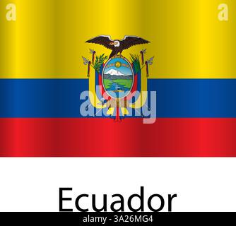 Flag of the country Ecuador on a white background. Stock Vector
