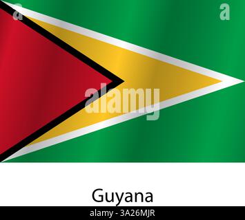 Flag of the country Guyana on a white background. Stock Vector