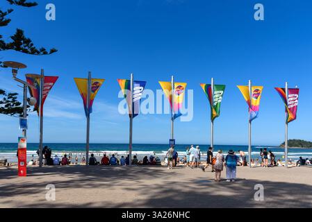 Pride flags flying at Manly Beach Stock Photo