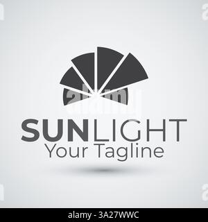 Flat sun light logo design icon template Stock Vector