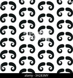 Vector seamless pattern of hand drawn goat horns silhouette isolated on white background Stock Vector