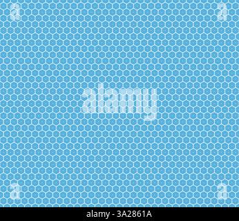 Hexagon pattern geometric design. Dodger Blue color on matching background. Rounded stacked hexagons mosaic pattern. Regular hexagon shapes. Stock Vector