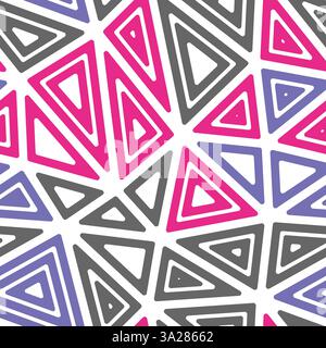 Vector science background. Big shape size. Multiple repeated inner triangles. Multiple colors style. Repeatable pattern. Vibrant vector tiles. Stock Vector
