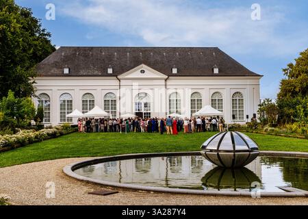Garden party, Chateau de Seneffe, Seneffe, Wallonia, Belgium Stock Photo