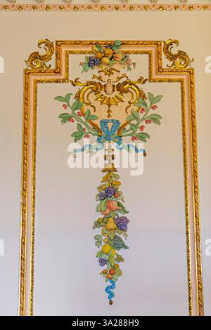 Detail of painted plasterwork, Croome, Worcestershire, England, UK Stock Photo