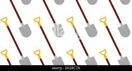 Shovels arranged in a repeating pattern showcasing gardening tools for outdoor work Stock Vector