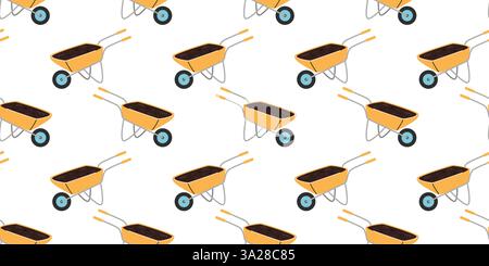 Colorful wheelbarrows arranged in a repeating pattern suitable for crafts or designs Stock Vector
