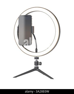 Smartphone lighting ring on transparent background 3d Stock Photo
