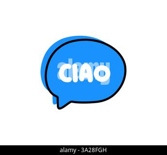 Ciao. Badge, icon, logo vector design illustration on white background Stock Vector
